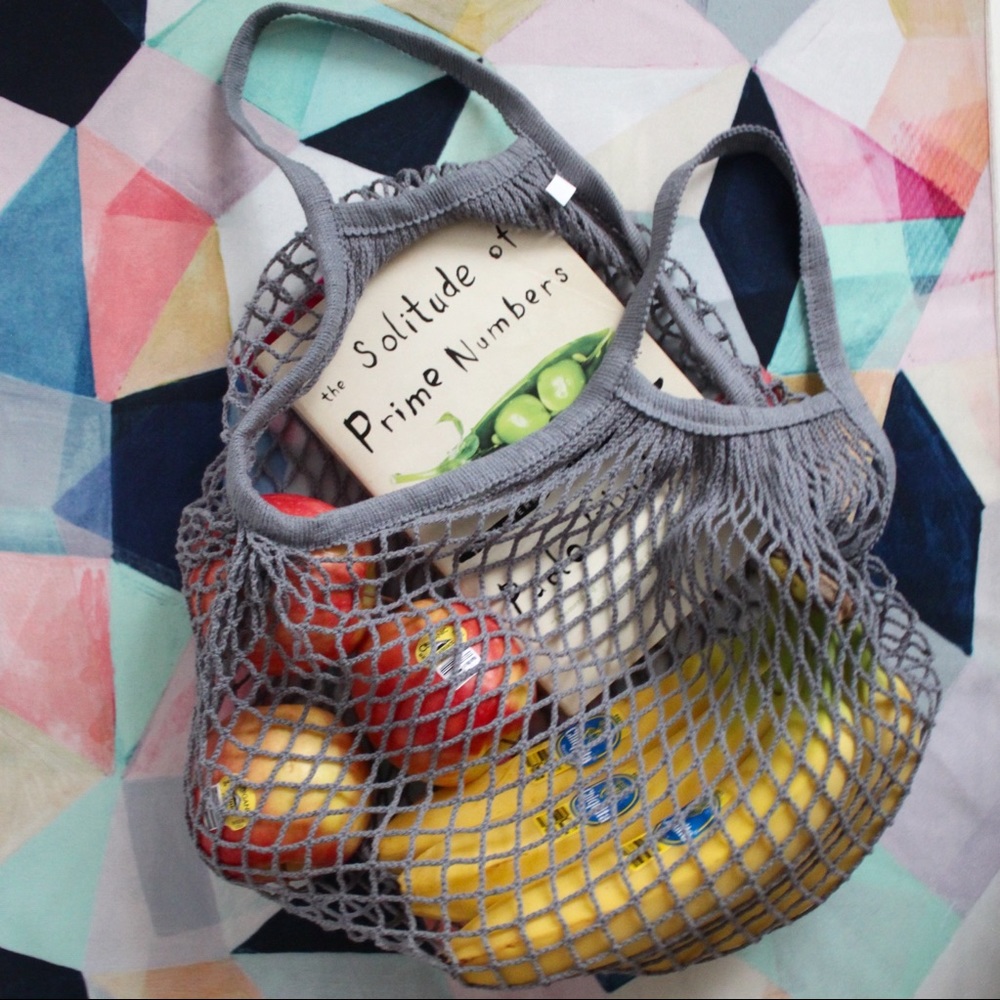 Gray Cotton Net French Market Bag